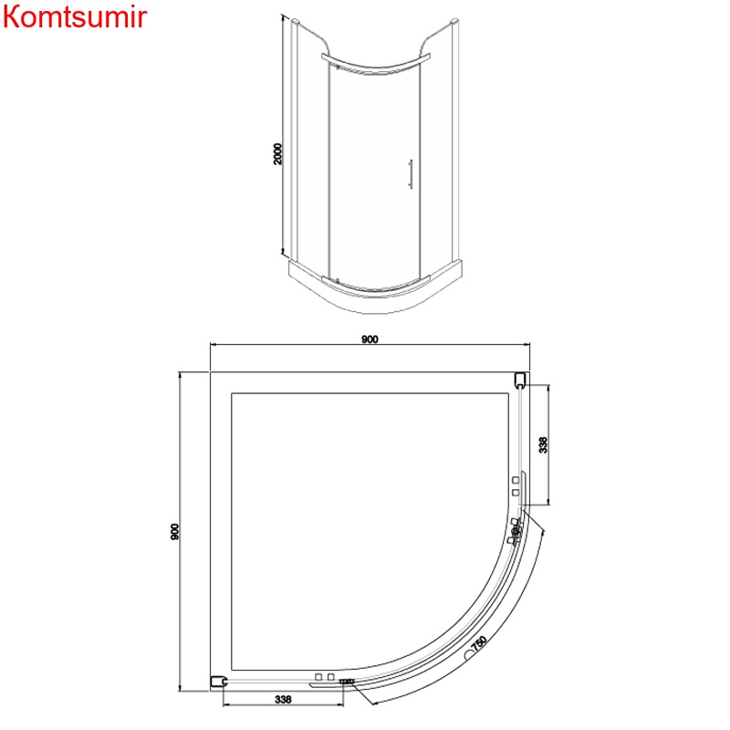 Душевое ограждение Azario EDMONTON 900*900*2000, БЕЗ ПОДДОНА, распаш дверь, 8 мм