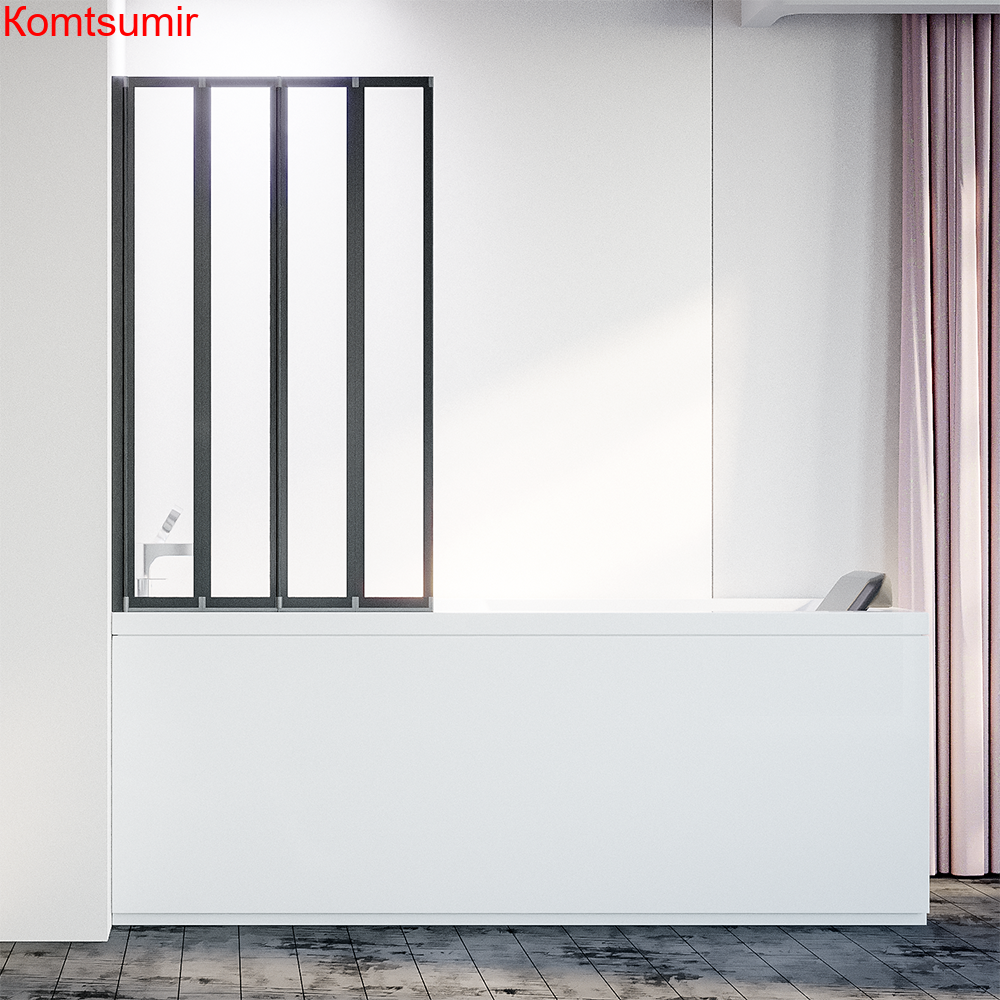 Шторка на ванну Veconi Palau PL-74BL, 900x1500, черный, стекло прозрачное