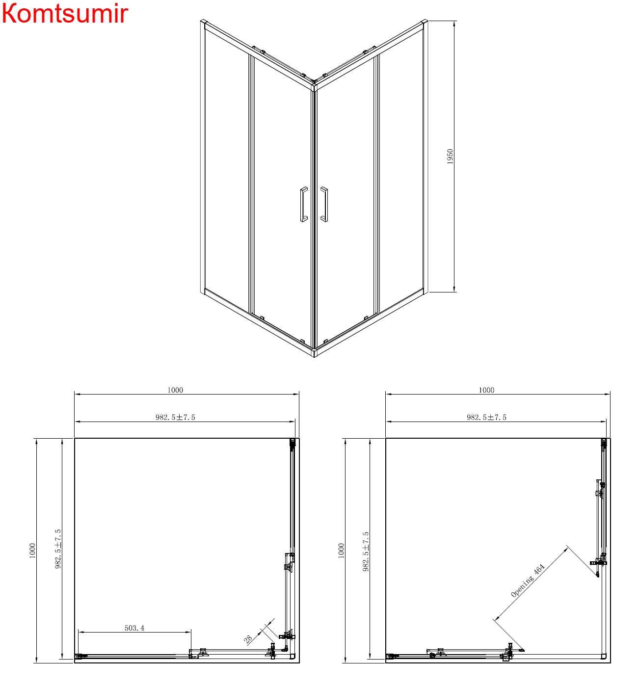 Душевое ограждение Azario SEATTLE 100*100*195 хром, 6мм прозрачное стекло