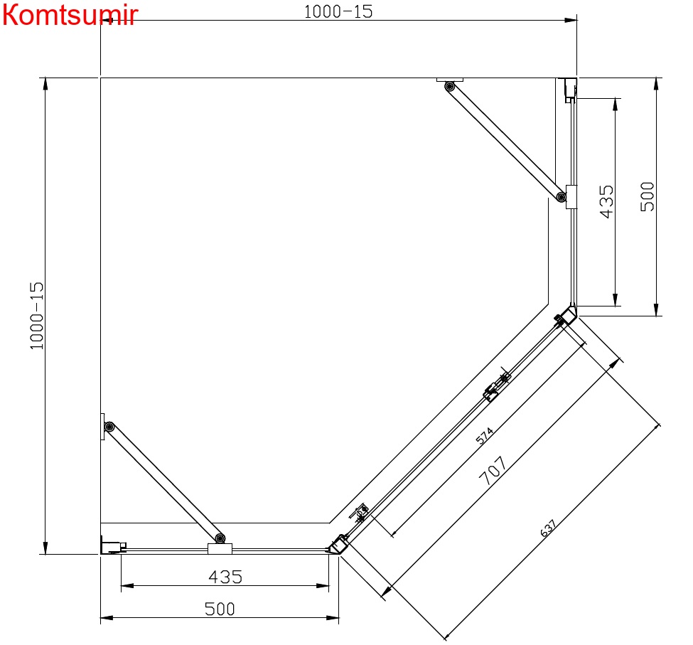 Душевое ограждение Azario DALLAS 100*100*200 хром, 5мм прозрачное стекло