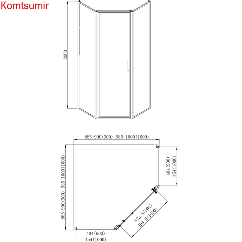 Душевое ограждение Azario RICHMOND 1000*1000*2000, без поддона,