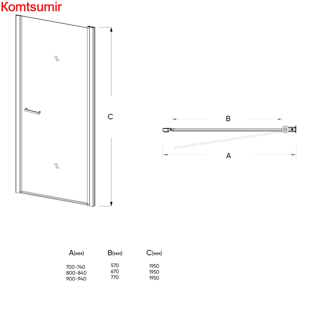 Душевая дверь Veconi VN-43 80*195