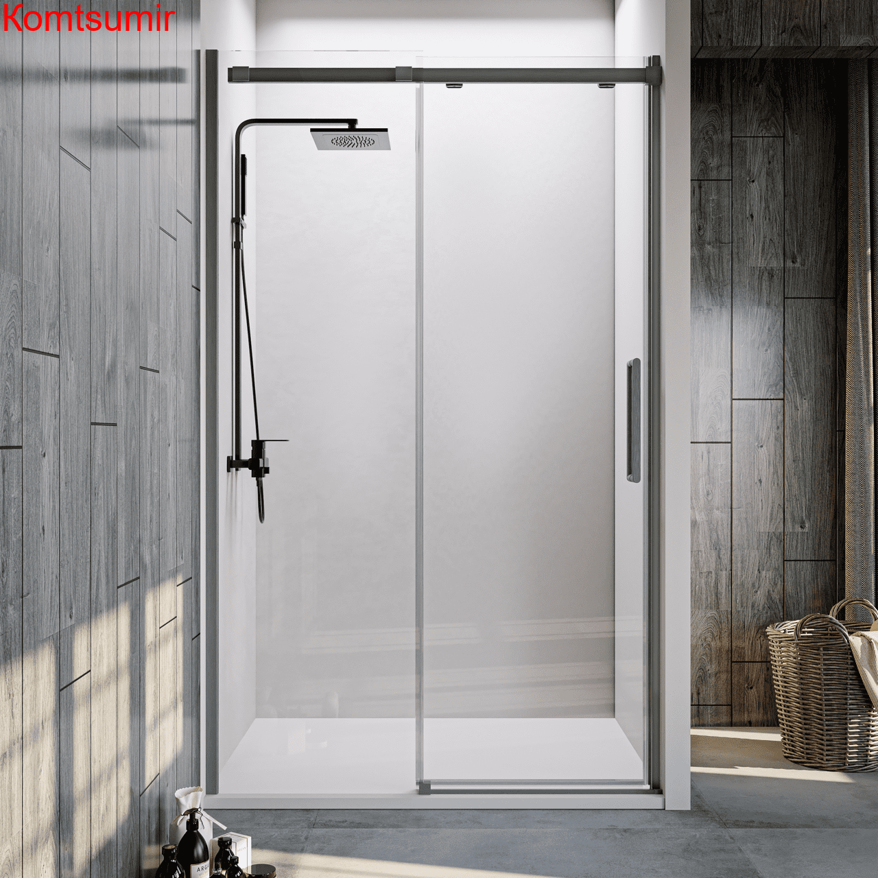 Душевая дверь Veconi Vianno VN-70GR, 1500x1950, Брашированный графит, стекло прозрачное