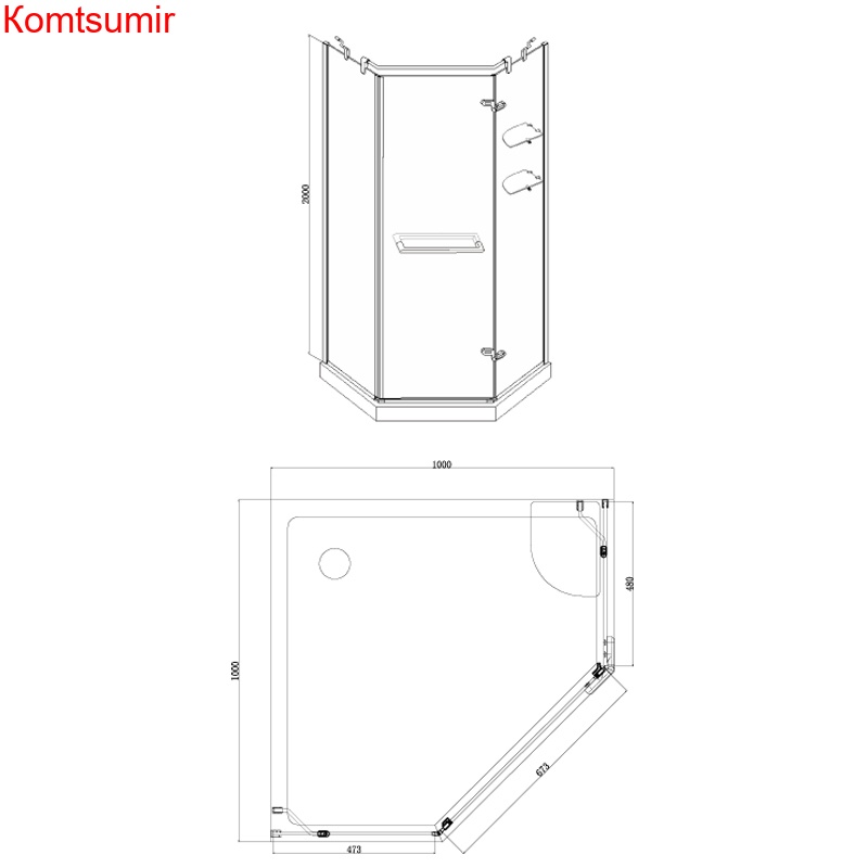 Душевое ограждение Azario MONTREAL 1000*1000*2000 L/R без поддона, 8 мм