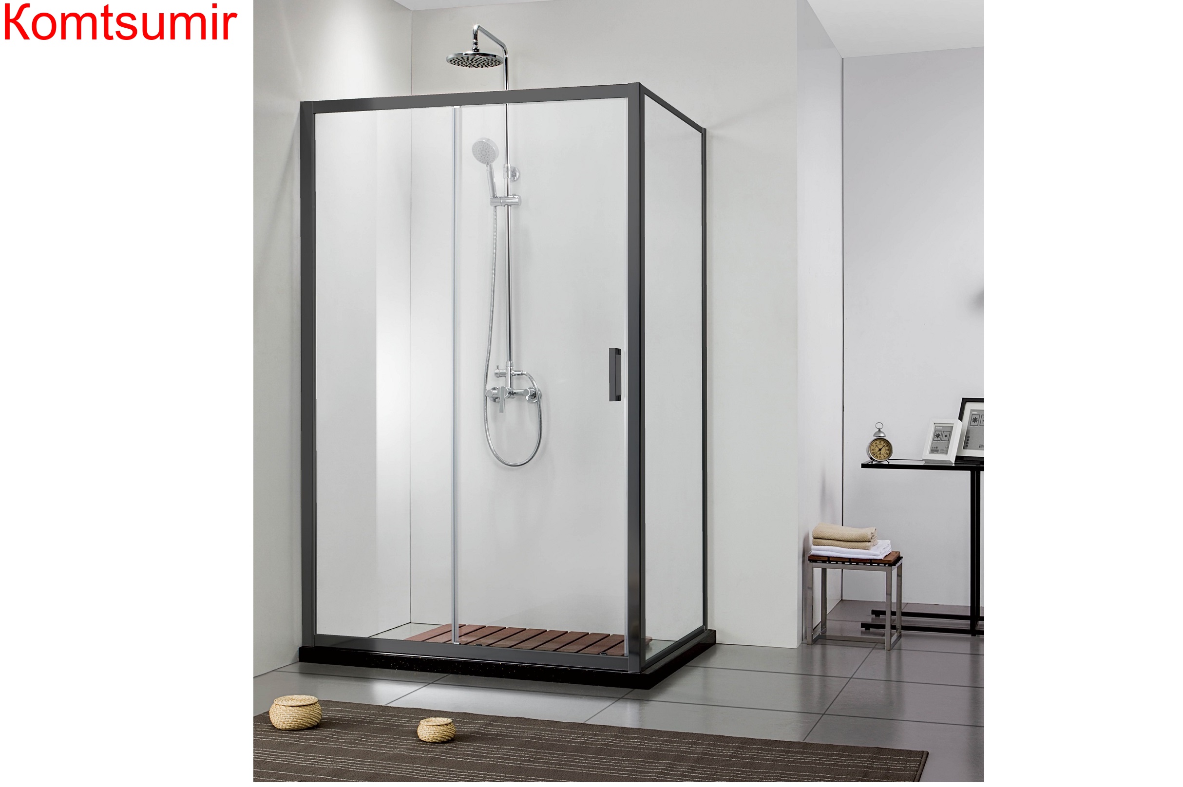 Aquatek  Душевая дверь двухэлементная, раздвижная 1000x2000 профиль черный, стекло прозрачное Aquatek  Душевая дверь двухэлементная, раздвижная 1000x2000 профиль черный, стекло прозрачное