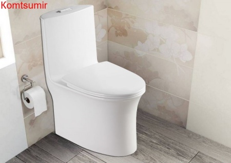 Унитаз моноблок Azario Luna 770x390x710 напольный, горизонтальный слив, сиденье дюропласт микролифт (AZ-1037)