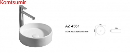 Раковина Trend накладная 35*35*11, белая (AZ-4361)