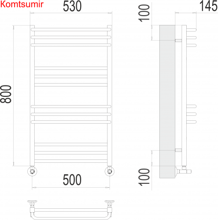 Соренто П12 500х800 Полотенцесушитель  TERMINUS