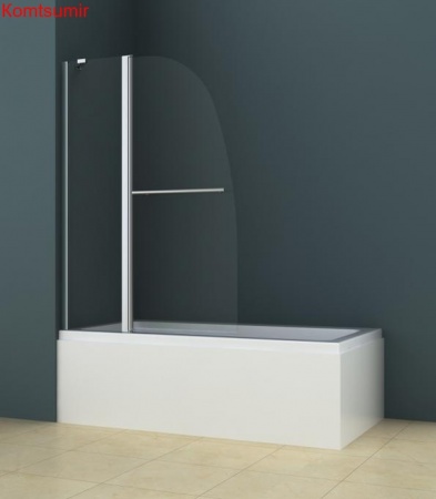 Душевая шторка на ванну Azario BOSTON (70+30)*140, с поручнем, хром, 6мм прозрачное стекло