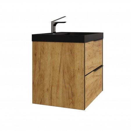 Тумба Fostero 60 подвесная Дуб Крафт золотой с раковиной