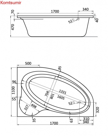 Ванна акриловая Santek Эдера асимметричная 170х110, правосторонняя, белая Ванна акриловая Santek Эдера асимметричная 170х110, правосторонняя, белая