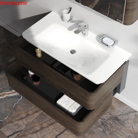 M30FHX1002TF Sensation, База под раковину, подвесная, 100 см, ящики, табачный дуб, текстурированная,