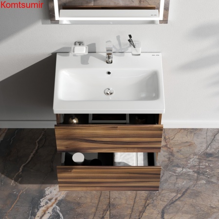 M90FHX0602HF Gem, База под раковину, подвесная, 60 см, 2 ящика, цвет: орех