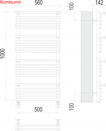Вента люкс П20 500х1000 Полотенцесушитель  TERMINUS