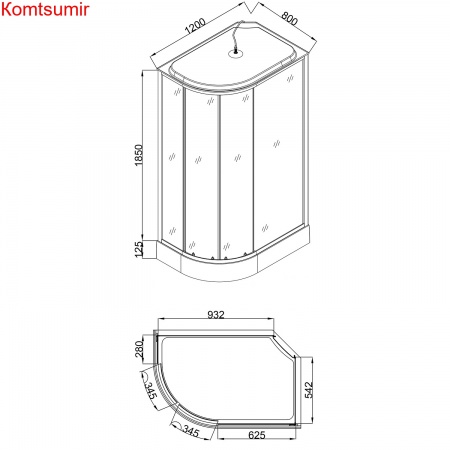 Душевая кабина Loranto 120x80x215 правая, поддон 13 см, 4 мм прозрачное стекло с рисунком "мозайка" (CS-1200-13ТМ/М R)
