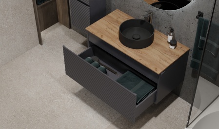 Тумба Cossety 100 подвесная Антрацит/Дуб Крафт золотой