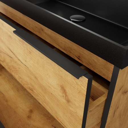 Тумба Fostero 80 подвесная Дуб Крафт золотой с раковиной