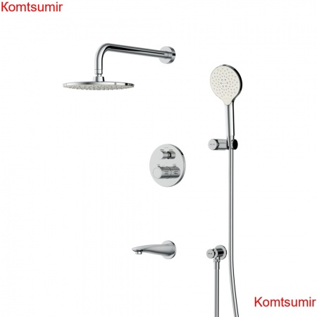 AM.PM FT85A3RH10 X-Joy, набор: встроеный см-ль д/в/душа с ТМС, верхний душ 220 мм, излив, ручн.душ, хром