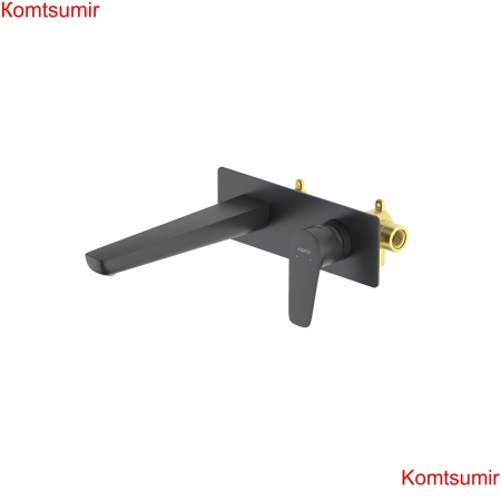 Смеситель для раковины настенный (внешняя и скрытая часть) AQUATEK, матовый черный AQ1113MB БЕТТА