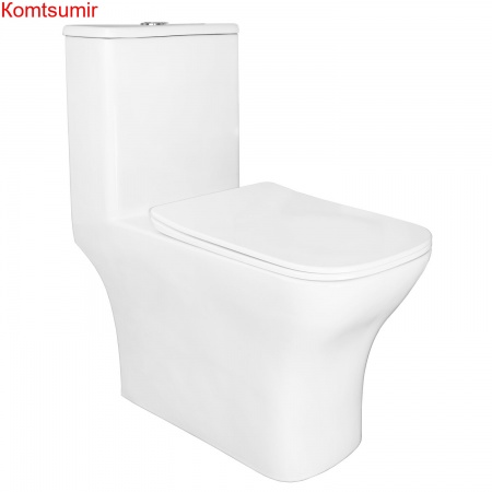 Унитаз-моноблок Azario Lodi 350х665х750 напольный, безободковый, горизонтальный слив, сиденье дюропласт микролифт (AZ-8617)