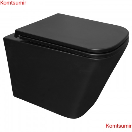 Унитаз подвесной Azario Teramo 490х345х355 (квадратный) безободковый с системой антивсплеск (Торнадо) сиденье микролифт, черный матовый (AZ-0052-UQ1MB) Унитаз подвесной Azario Teramo 490х345х355 (квадратный) безободковый с системой антивсплеск (Торнадо) сиденье микролифт, черный матовый (AZ-0052-UQ1MB)