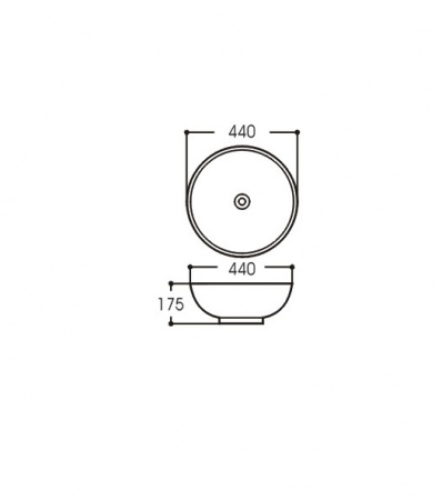 Раковина накладная для установки на столешницу AQUATEK AQ5354-00, 440*440*175 мм, встроенный канал перелива