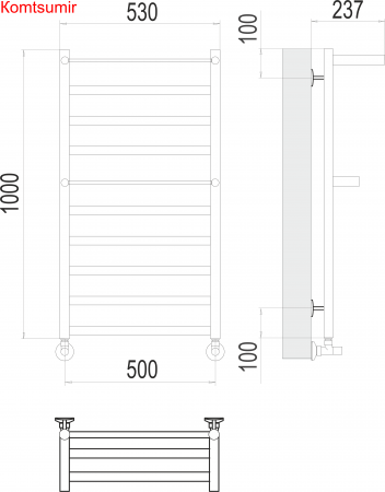 Хендрикс П10 500х1000 Полотенцесушитель  TERMINUS Хендрикс П10 500х1000 Полотенцесушитель  TERMINUS