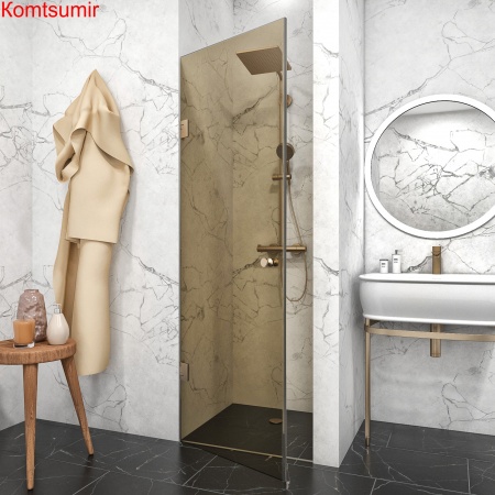 Душевая дверь 95х200 "GLASS" Распашная, фурнитура хром, прозрачное стекло 6 мм.