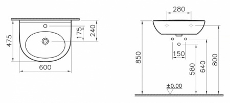 Раковина VitrA Zentrum 60 см