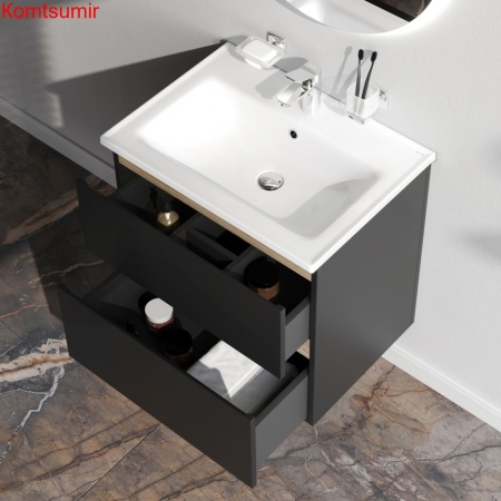 M85AFHX0652BM X-Joy, База под раковину, подвесная, 65 см, 2 ящика, черный матовый