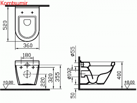Унитаз подвесной VitrA S50 Rim-ex с сиденьем 7740B003-0075 Унитаз подвесной VitrA S50 Rim-ex с сиденьем 7740B003-0075