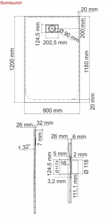 WasserKRAFT Leine 35T07 Душевой поддон