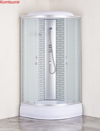 Душевая кабина Loranto 100х100х215  поддон 25 см, белый кирпичный узор, стекло 4 мм, профиль хром (CS-6610-25FW 100)