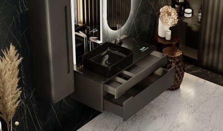 Тумба Shine 100 с Медиа Модулем подвесная антрацит