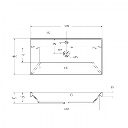 Раковина из литьевого мрамора BelBagno BB900/450-LV-MR-AST