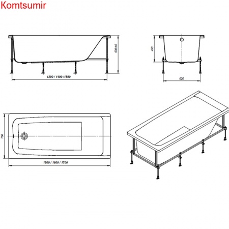 Ванна акриловая Roca ELBA прямоугольная 160х75 белая Ванна акриловая Roca ELBA прямоугольная 160х75 белая