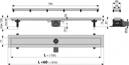 Душевой лоток AlcaPlast Double APZ13 75 см хром