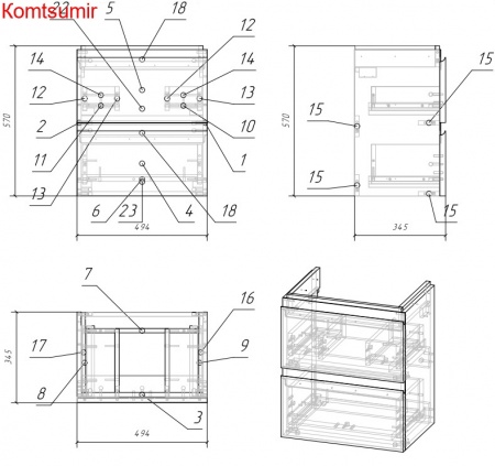 Тумба Cersanit MODUO SLIM 50