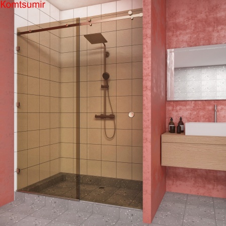 Душевая дверь 130х200 "GLASS" Раздвижная, фурнитура хром, прозрачное стекло 6 мм.