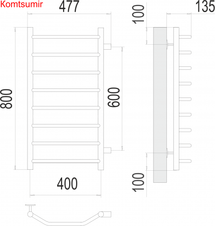 Виктория П8 400х800 бп600 Полотенцесушитель  TERMINUS