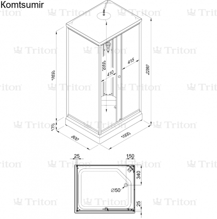 Душевая Кабина Triton Квадро 100x80 Л/П