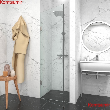 Душевая дверь 95х200 "GLASS" Распашная, фурнитура хром, прозрачное стекло 6 мм.