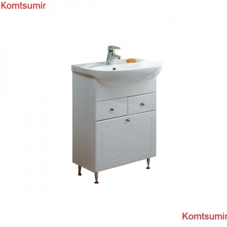 Тумба под раковину AQUATON Норма 65 напольная, с корзиной для белья, белая (1A054901NO010)