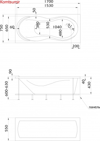 Акриловая ванна 1Marka Enna 170x75