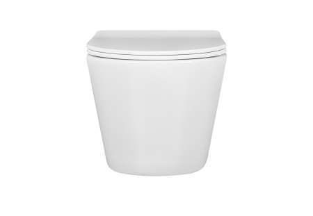 Унитаз-компакт подвесной безободковый AQUATEK ВЕГА AQ1904-00 490*370*340 мм, горизонтальный выпуск, тонкое сиденье с механизмом плавного закрывания, крепеж