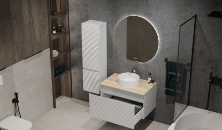 Тумба Cossety 80 подвесная, Белый/Дуб Мавелла голд