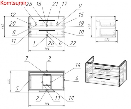 Тумба Cersanit LARA 80