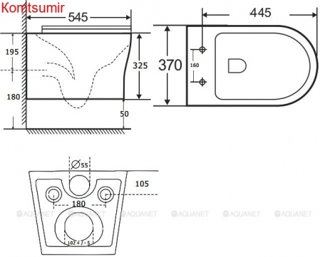Унитаз подвесной Aquanet Rimless Roll-W CL-12249D