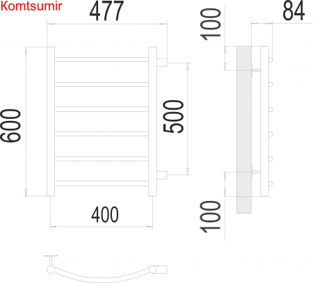 Классик П6 400х600 бп500 Полотенцесушитель  TERMINUS