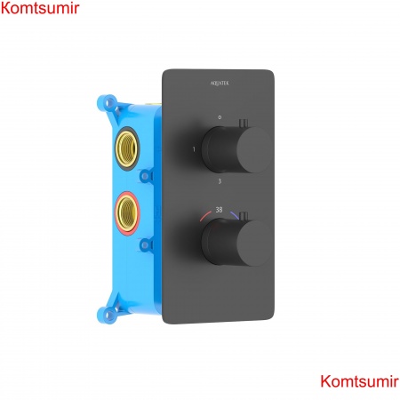 Термостатический смеситель для ванны 3 режима (внешняя и скрытая часть) AQUATEK, матовый черный AQ1393MB ЕВРОПА